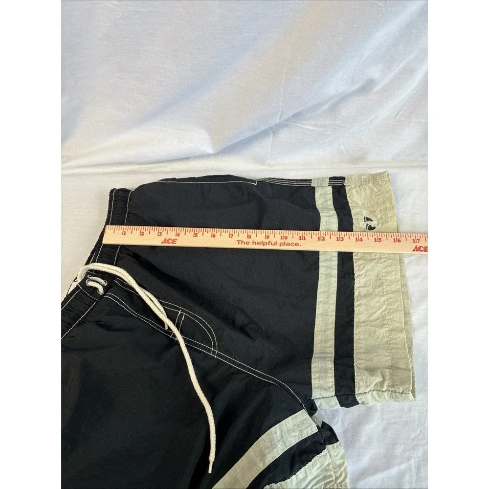 Hang Ten Swim Trunks Mens Medium Black Tan Colorblock Mesh Lined Elastic Waist